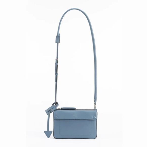 NWOT DELAROQ Troisième  BLUE LEATHER Crossbody  Bag - Picture 3 of 9